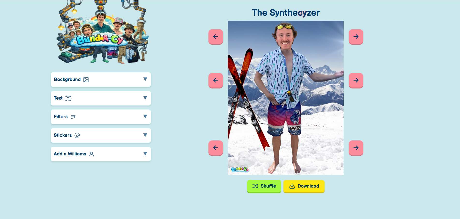 Build-A-Cy Synthecyzer interface for mixing photo parts
